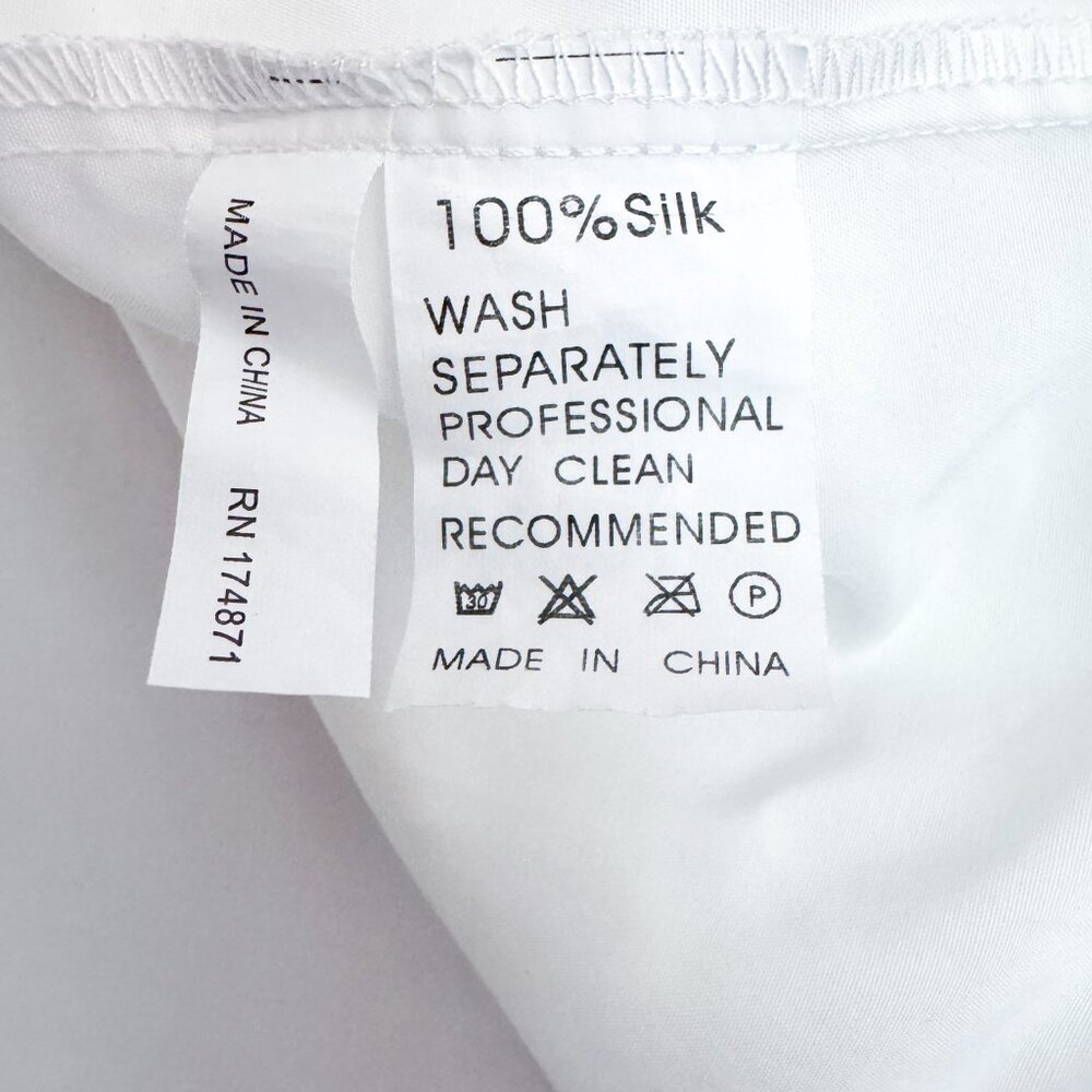 Avantlook Ruffled Silk Top White 100% Silk Eyelet Detail Women's Size L - Picture 6 of 6